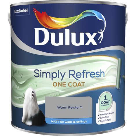 Dulux Simply Refresh One Coat Matt Emulsion Paint - 2.5L - Warm Pewter