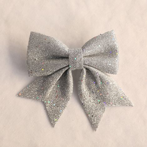 10 fiocchi natalizi glitterati, piccoli fiocchi natalizi, fiocchi glitterati per ghirlande natalizie, ghirlande, decorazioni per alberi, argento, 12x15 cm (1/5)