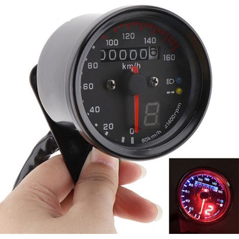 Motorrad-Tachometer mit Geschwindigkeitsanzeige, LED-Hintergrundbeleuchtung, universell 12V, Motorrad-Kilometerzähler (1/5)