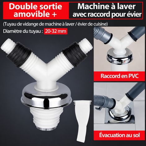 Raccord d'évacuation double raccord en Y anti-odeur et anti-débordement modèle de luxe 1 × 1 × 1 cm – Livraison gratuite