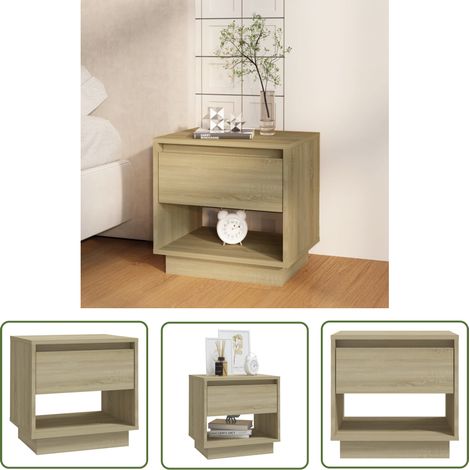 The Living Store Nachttisch Sonoma-Eiche 45x34x44 cm Holzwerkstoff - Nachttisch - Wohnzimmermöbel - Beistelltisch - Holzwerkstoff Möbel - Sonoma Eiche (1/5)