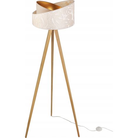 Stehlampe, stehend, Dreibein, Holz, Lampenschirm, Muster (1/5)