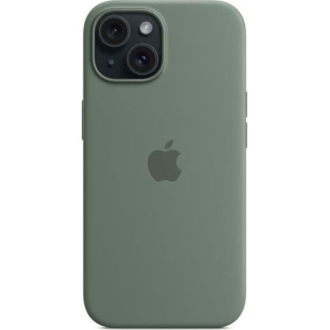 Coque pour iPhone 15 compatible MagSafe, en silicone résistant aux rayures, verte