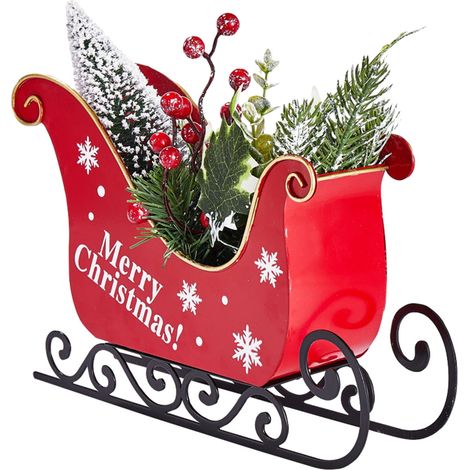 Sleigh - ABS - Christmas Desktop Ornament - For Home Window Table Decor - 27.3 x 22.6 x 7.5 cm - White - 1 Piece (1/5)