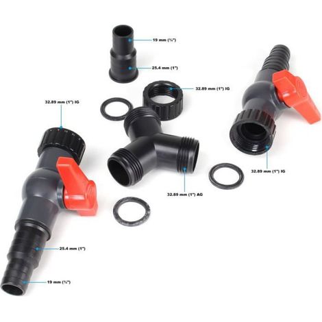 Distributeur Y - 20 mm 25 mm - Pour Tuyau De Bassin - Avec 2 Valves De Réglage - 1 Pièce (1/3)