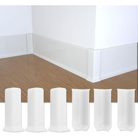 6 blocs d'angle autocollants pour plinthes murales,coins intérieurs+coins extérieurs,garniture moulée en caoutchouc pour plinthe murale,10cm,blanc (1/5)
