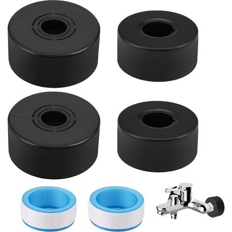 4 Pièces Rosace Mitigeur Douche, 25mm Robinet Cache Tuyau Acier Inoxydable Couverture Décorative pour Tuyaux de Douche, Rosace Radiateur, pour Conduites D'eau, Conduites de Gaz (Noir) Format : Outils (1/5)