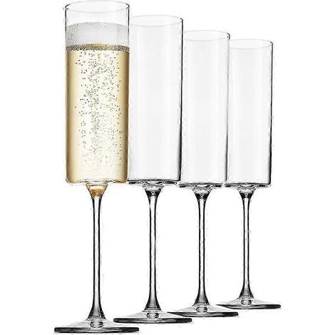Coffret de 4 flûtes à champagne de 17 cl (6 oz), verres à vin en verre soufflé de qualité supérieure à bord carré (1/5)