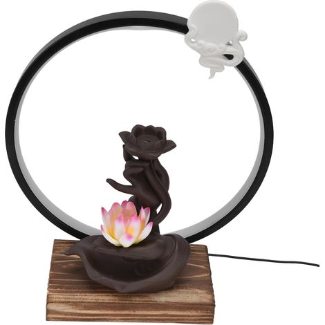 Brûleur d'encens Bouddha à LED avec effet retour, décoration zen pour intérieur, lotus rose étang