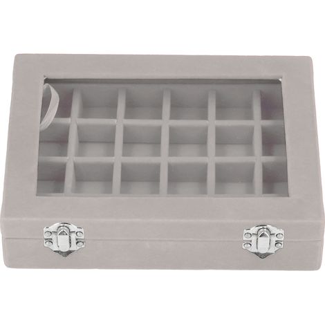 Boîte à bijoux de voyage avec 24 cases verrouillables, organisateur pour colliers et bracelets, couleur argent (1/5)