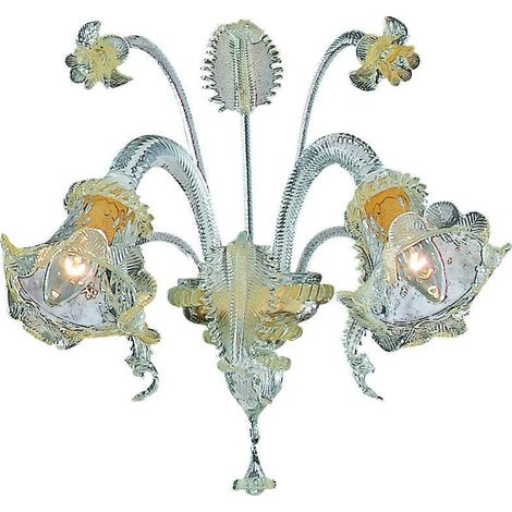 Wandleuchte Santorso, Metall-Applikation, Glasstruktur, Transparent (1/2)