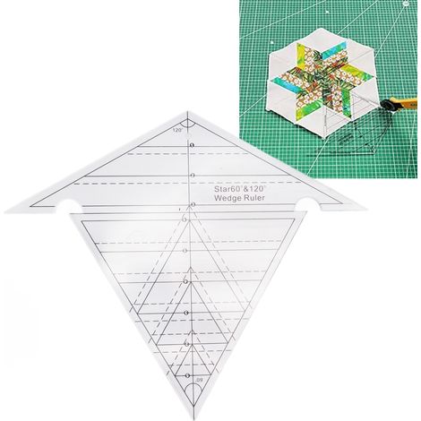 Règle Wedge pour Couture et Patchwork - Acrylic Transparent - 60° & 120° - Mesures Précisées - Kit Design DIY Unique (1/5)