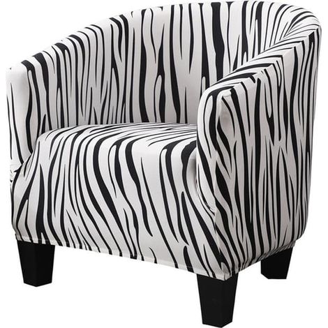 Housses de fauteuil amovibles noires et blanches à motifs artistiques, en spandex élastique. (1/4)