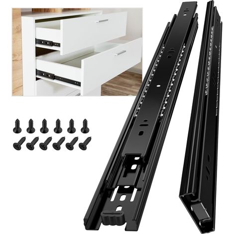 Coulisses de tiroir, capacité de charge 45 kg, avec roulements à billes, extension 450 mm, 2 pièces, rails de meubles (1/5)