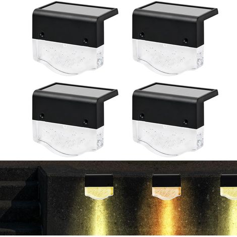 4PCS Applique Solaire Exterieur, Étanche Lampe Solaire Murale Jardin, Lampe de jardin LED, Eclairage à LED Lampe Solaire Exterieur pour escaliers extérieurs, marches, clôtures, cour, patio (1/5)