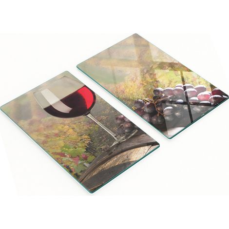Planches à découper décoratives en verre pour la cuisine, couleur vin rouge, 2 x 30 x 52 cm (1/5)