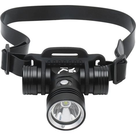 1 Lampe frontale de plongée, étanche IPX8, 3 modes (haut/bas/SOS), 300 pieds, aluminium aéronautique, bandeau réglable (1/5)