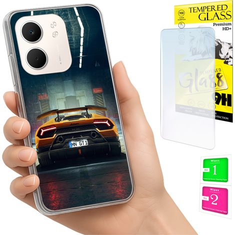Custodia per Oppo A5X, cover posteriore con vetro temperato 9H. (1/5)
