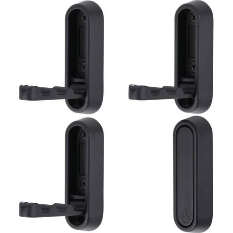 4 Wall Hooks, Folding Wall Hooks, Wall Mounted Headphone Holder, Folding Coat Hooks, Jacket and Towel Hook, Folding Wall Hooks for Headphones (Black) (1/4)