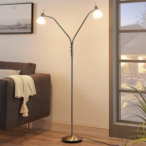 [GEBRAUCHT] B-Ware Lindby Stehlampe Gwendolin LED Lampe Leuchte höhenverstellbar alabaster nickel (1/2)