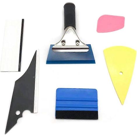 Kit d'outils 6 en 1 pour la pose de films adhésifs pour voiture : raclette, cutter, spatule de finition, outils de beauté automobile-24X16X5CM (1/3)