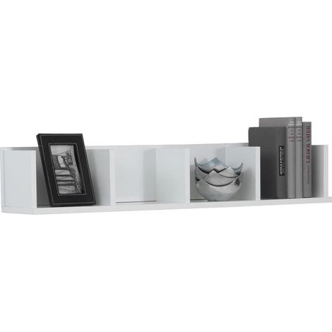 Etagère murale 4 compartiments 92x17x16,50 cm blanc (1/4)