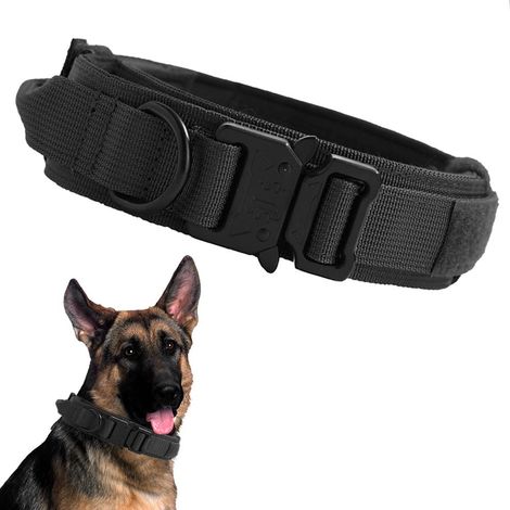Collier Tactique pour Chien Réglable avec poignée de contrôle Collier rembourré en Nylon Boucle en métal pour Chiens de Taille Moyenne et Grande Chasse, entraîneme
