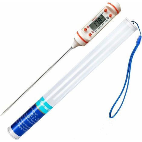 Thermomètre de cuisine 1 pièce Thermomètre domestique universel Thermomètre de cuisine Thermomètre à viande, lisible 50 ° C- 300 ° C, ° C / ° F commutable avec couvercle de protection (Blanc) (1/2)