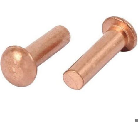 3mm x 10mm tige Boulons à tête plate cuivre massif Rivets Attaches Doré Lot de 50 (1/2)
