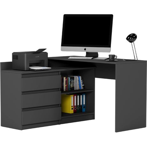 Eckschreibtisch links Anthrazit 120 x 50 cm - Modern N15