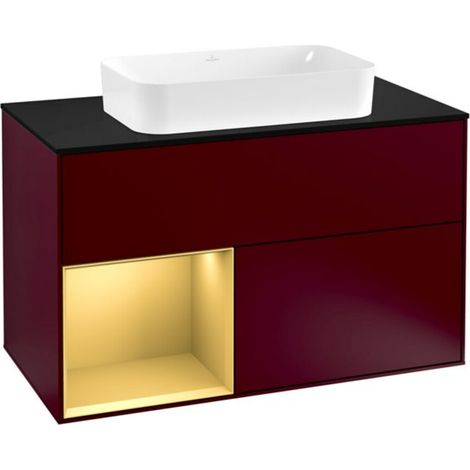 V&B Waschtischunterschrank Abdeckplatte bla m Finion 100x60,3cm, Reg li Gold matt, Peony Matt (1/2)