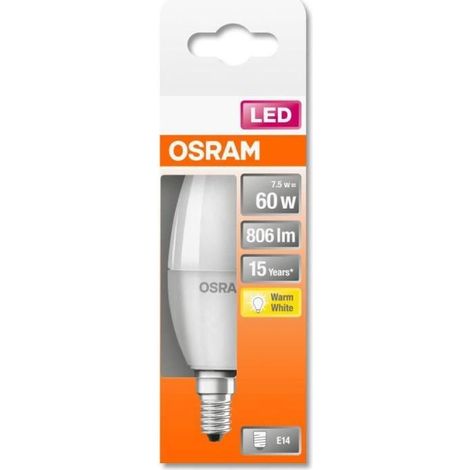 OSRAM Ampoule LED - E14 - Warm White - 2700 K - 7,50 W - remplacement pour 60-W-Incandescent bulb - givré - LED STAR CLASSIC B