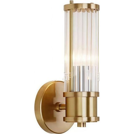 Brass wall sconce, gold crystal wall sconce, crystal glass wall sconce with gold base, suitable for living room, dining room, bedroom, office (1/5)