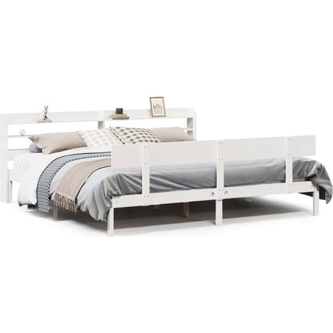 Lit double Lit adulte Cadre de lit sans matelas blanc 180x200 cm bois massif de pin (1/5)