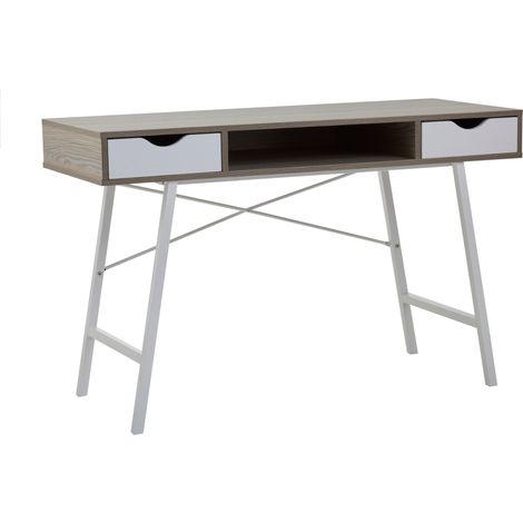 Premier Housewares Bradbury Two Drawer Light Oak Veneer Desk (1/5)