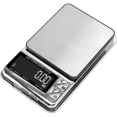 Digitale Küchenwaage, 200 g/0,01 g bis 1500 g/0,1 g, hohe Präzision, USB-aufladbar, Edelstahl, Lebensmittel- und Schmuckwaage (1/5)