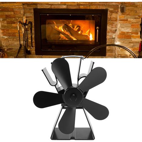 Ventilateur de cheminée, ventilateur thermique, chauffage au poêle à pétrole, poêle à bois, ventilateur thermique auto-générateur, noir (1/5)