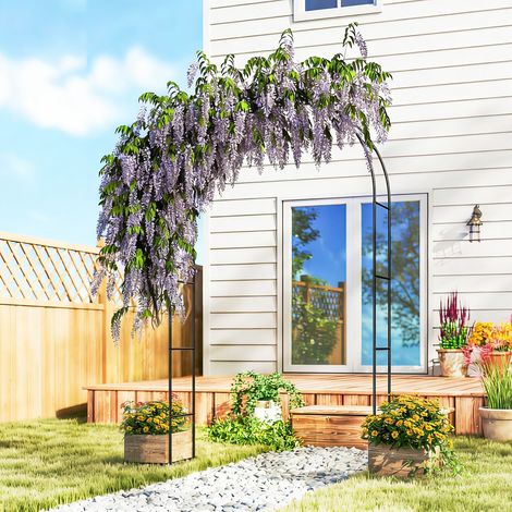 Arche de jardin avec 2 bases pour plantes grimpantes rosiers vignes arche de mariage noir 145x39x237cm conception robuste