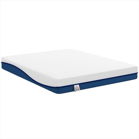 Matelas 160x200 cm en mousse à mémoire de forme gel et thé vert, housse amovible, Bleu-Vert (1/5)