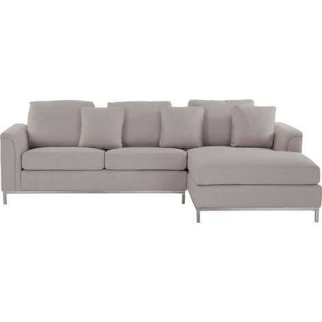 Corner Sofa 4 Seater OSLO Fabric Beige Left Hand