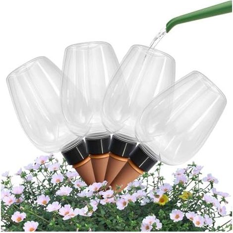 4-teiliges Bewässerungskugel-Set für Pflanzen, Tropfbewässerungssystem für den Innenbereich mit Keramik-Bewässerungskegel und Kunststoffgehäuse, ideal für Reisen und Urlaub, zum Bewässern von Blumentö