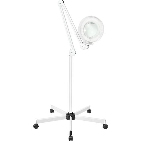 Loupe flexible lampe avec loupe 8XLED hauteur réglable pour le tatouage, la beauté médicale, la manucure avec support de pied roulant, blanc (1/5)