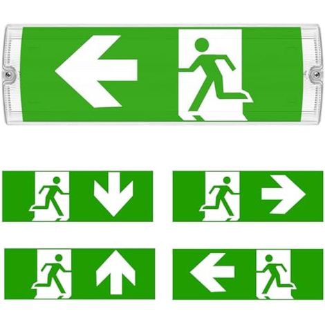 Éclairage de Sécurité LED Lampe d'Évacuation: Panneau de Sortie de Secours Autonome à 3h de Autonomie, Lumière de Sortie de Secours avec Bouton, Flèches Directionnelles (Grand Format) (1/5)