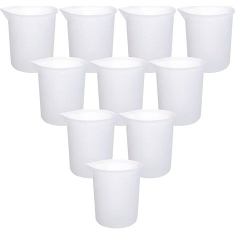 RHG 10 pièces tasse à mesurer en silicone 100 ml tasse à mélanger antiadhésive, tasse en silicone pour résine résine époxy tasse à outils adhésive bricolage pour moules de coulée de résine époxy faits (1/5)