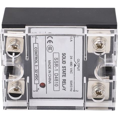 10-A-Halbleiterrelais (SSR) für Gleichstromsteuerung, Wechselstrombetrieb, Lastspannung 24–480 V AC (1/5)