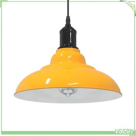 4103439 Lampe suspendue réglable hauteur E27 jaune brillant 31cm métal (1/5)