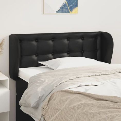 Tête de lit avec oreilles Design industriel - Pour Lit adulte - Noir 83x23x78/88 cm Similicuir Chic-983815 (1/5)