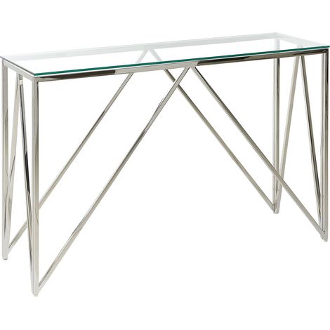 Consolle in vetro temperato argentato 120 x 40 cm in acciaio inox glamour Weso (1/5)