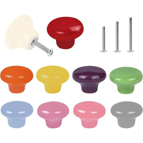 Lot de 10 Poignée bouton céramique,32mm,rond,coloré,durable,chambre enfant (1/5)