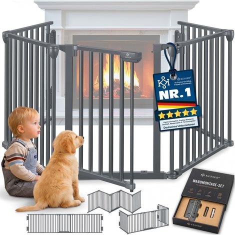 KESSER® Cancelletto camino con porta, metallo, recinto sicurezza - Antracite (1/5)